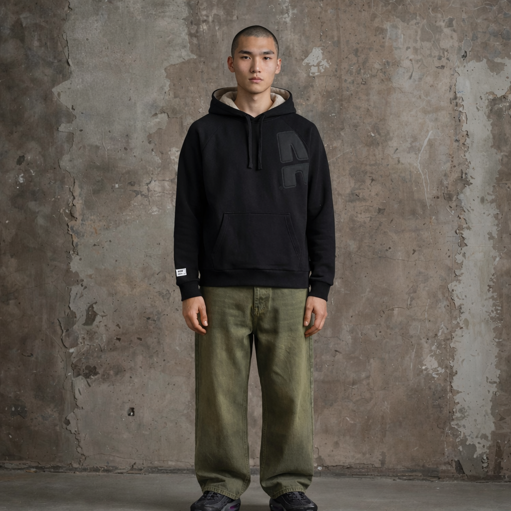A Stitch Sherpa Lined Hoody - Black