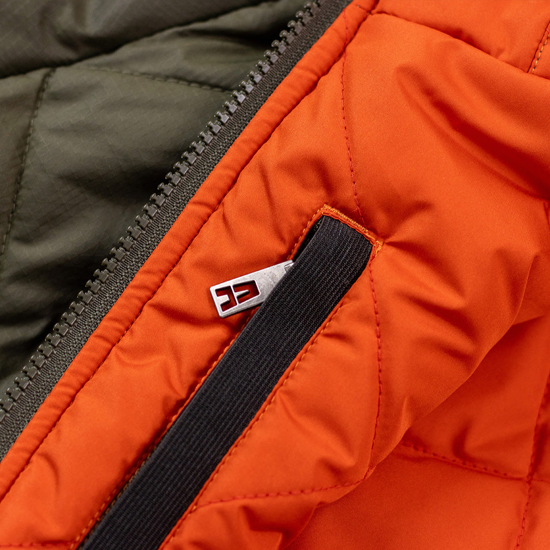 Down State Reversible Quilted Jacket - Olive/Orange