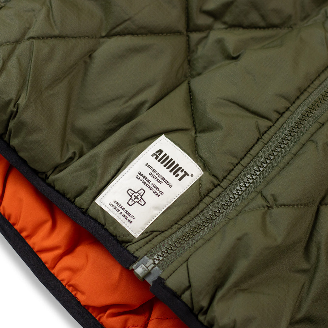 Down State Reversible Quilted Jacket - Olive/Orange