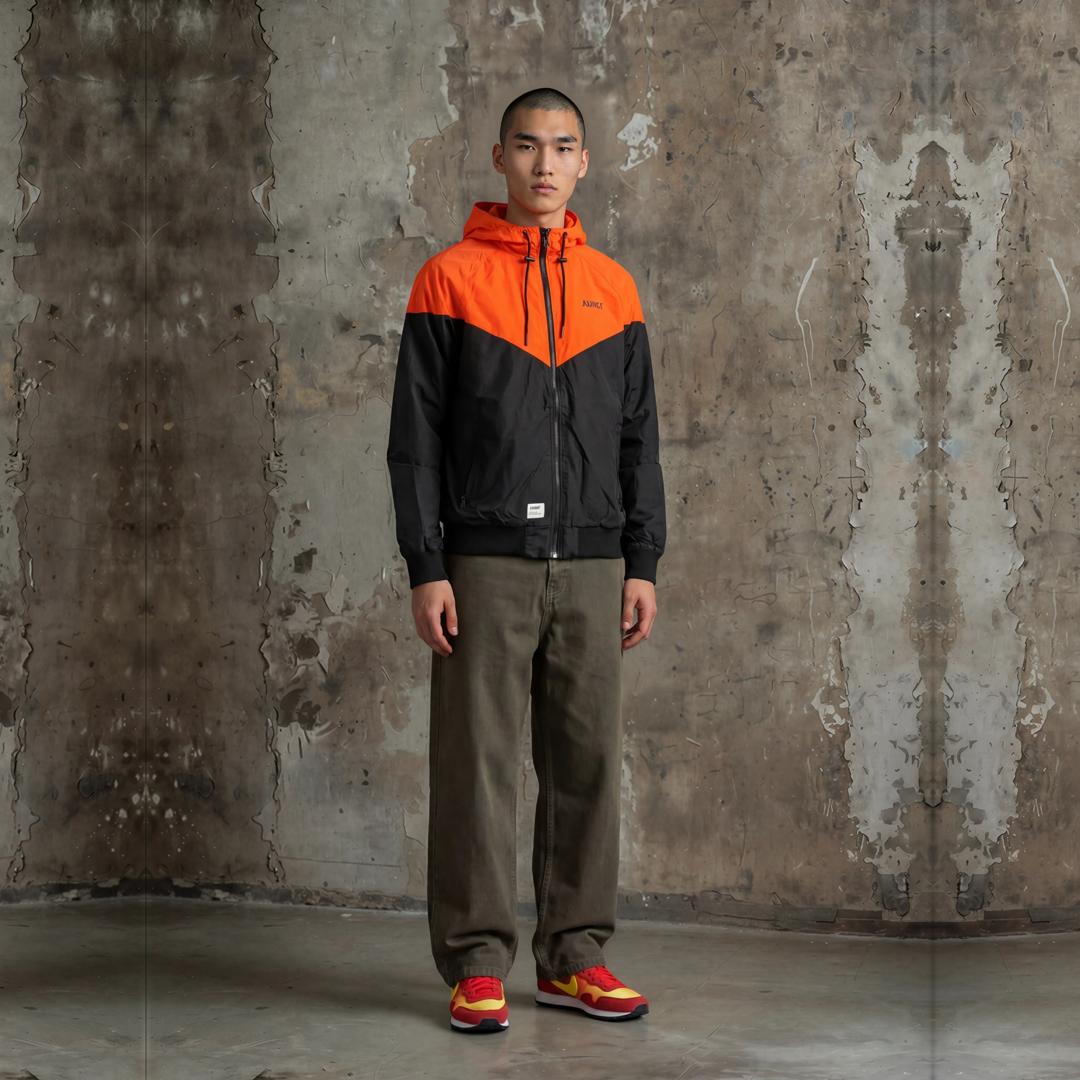 Windcheater Jacket - Black/Orange