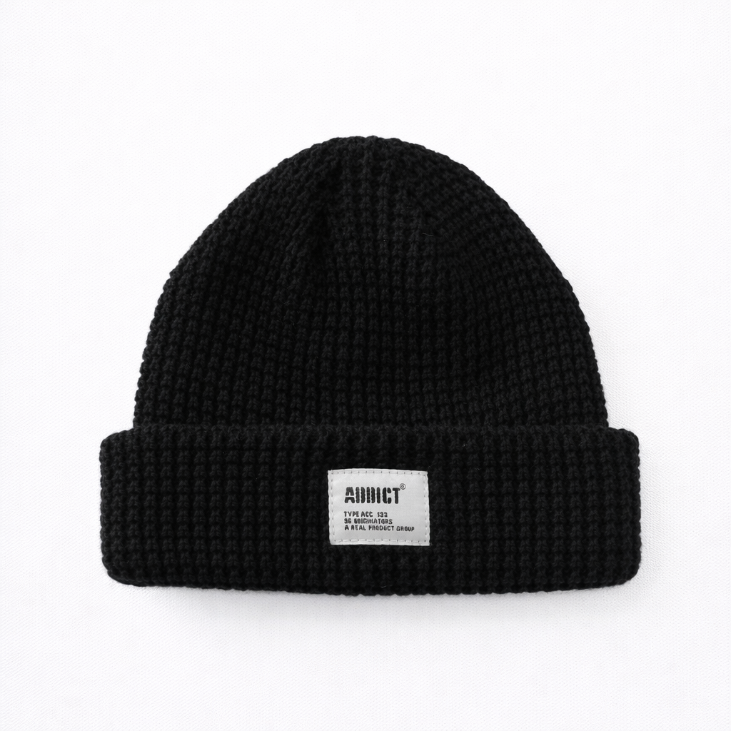 Patch Fold Beanie - Black