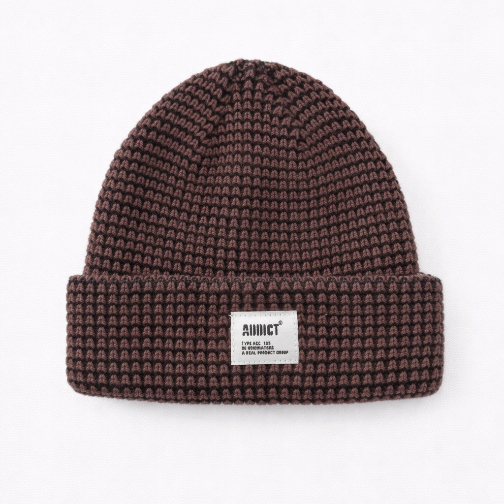 Patch Fold Beanie - Brown