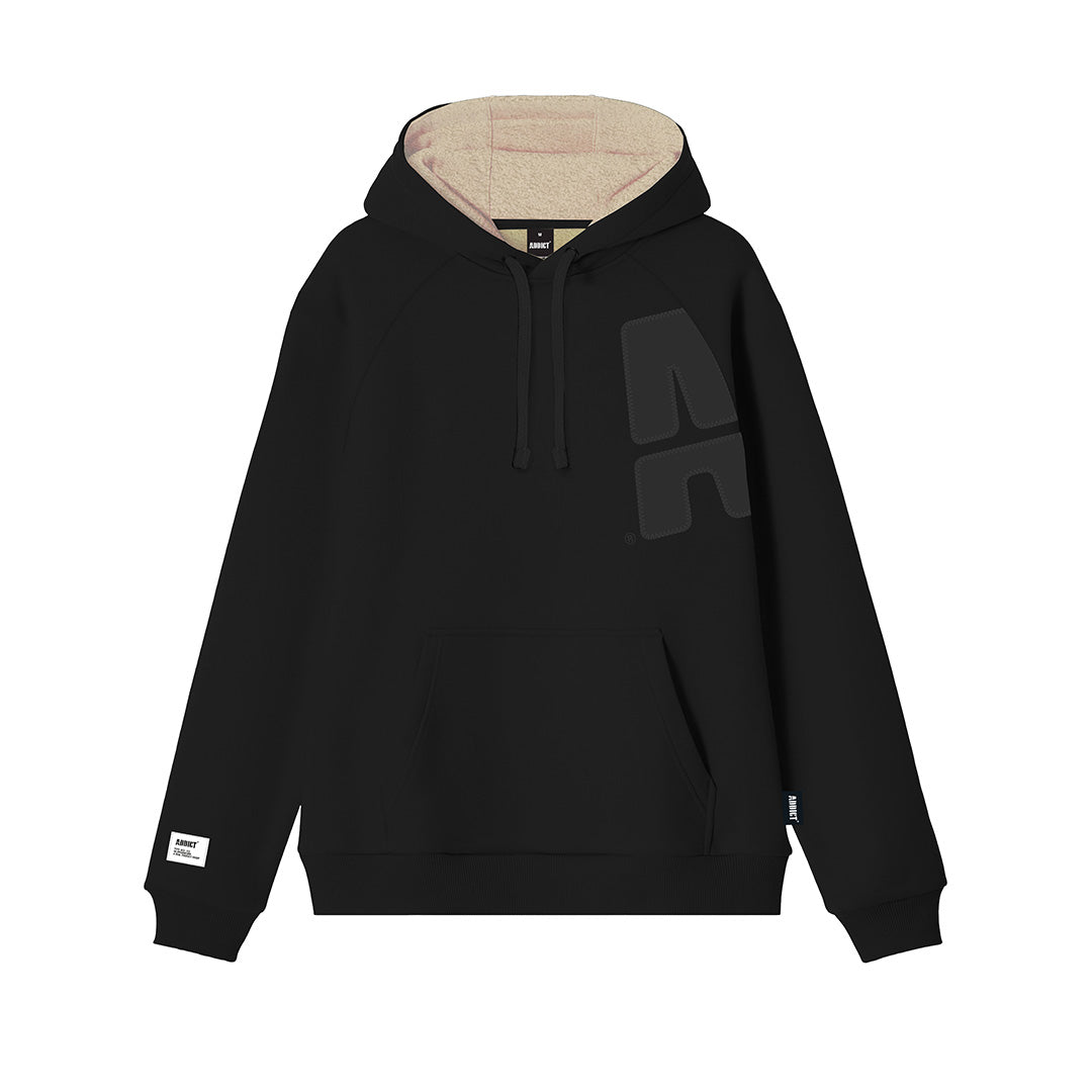 A Stitch Sherpa Lined Hoody - Black
