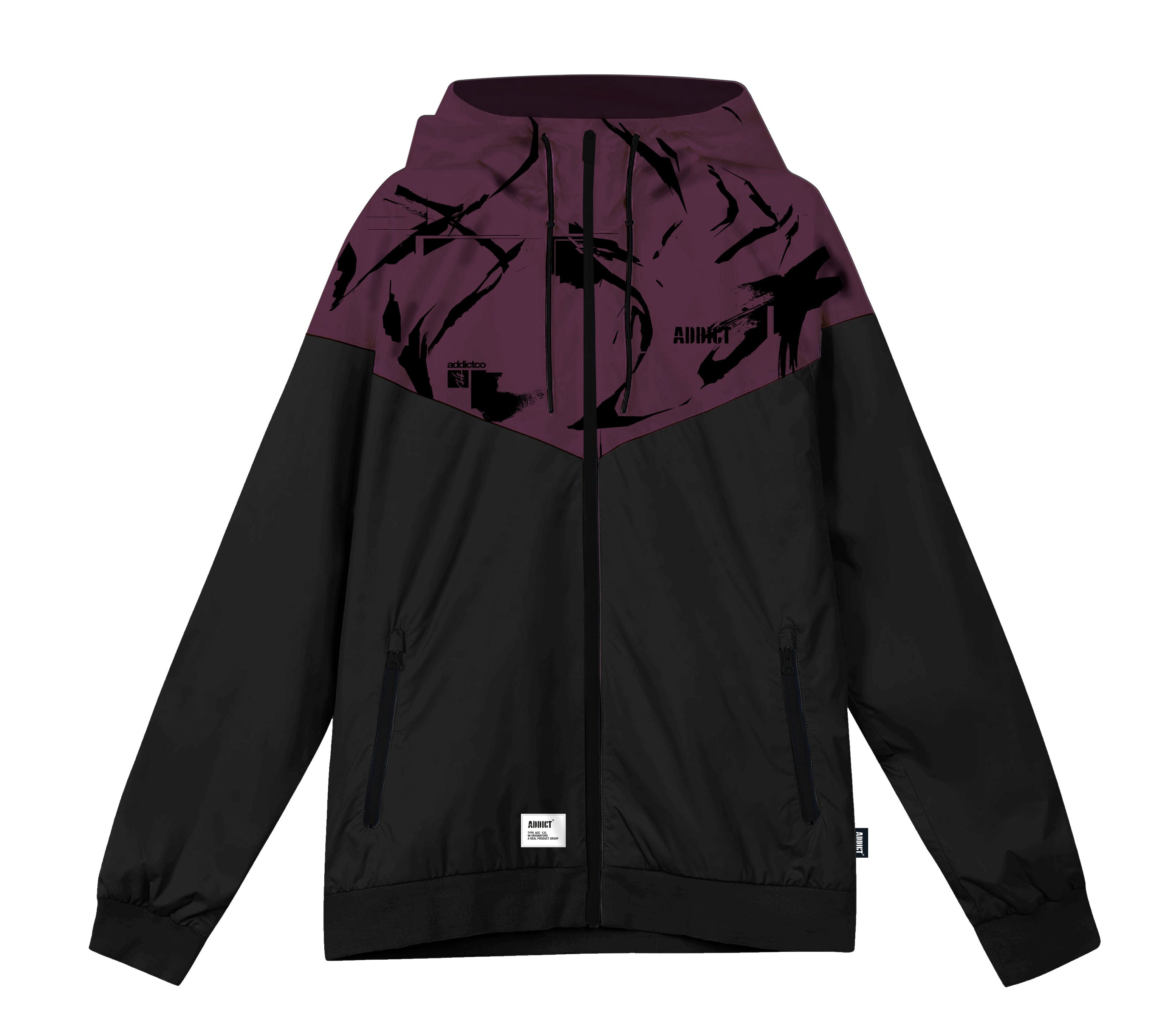 Windcheater Jacket - Black/Plum