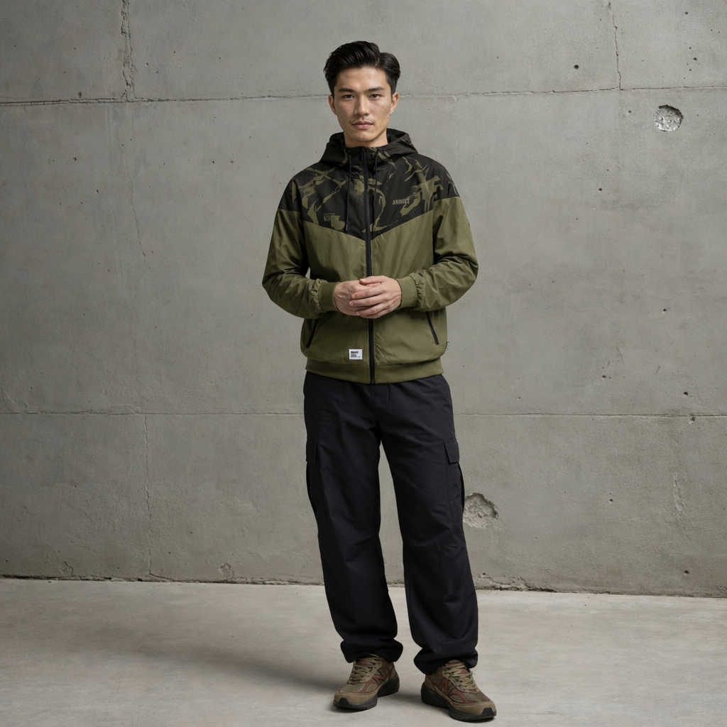 Windcheater Jacket - Olive/Black