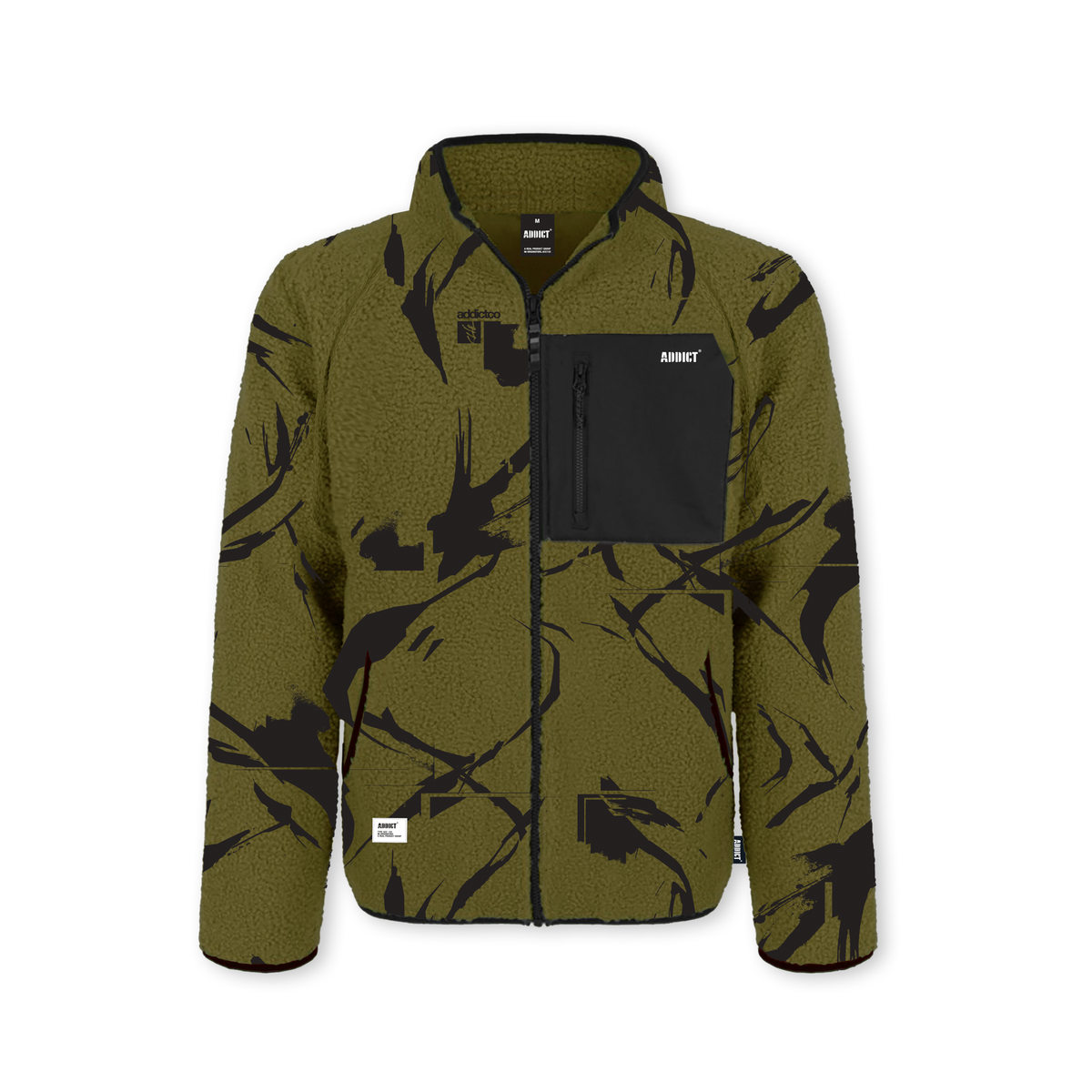 Sherpa Zip Jacket Camo- Olive