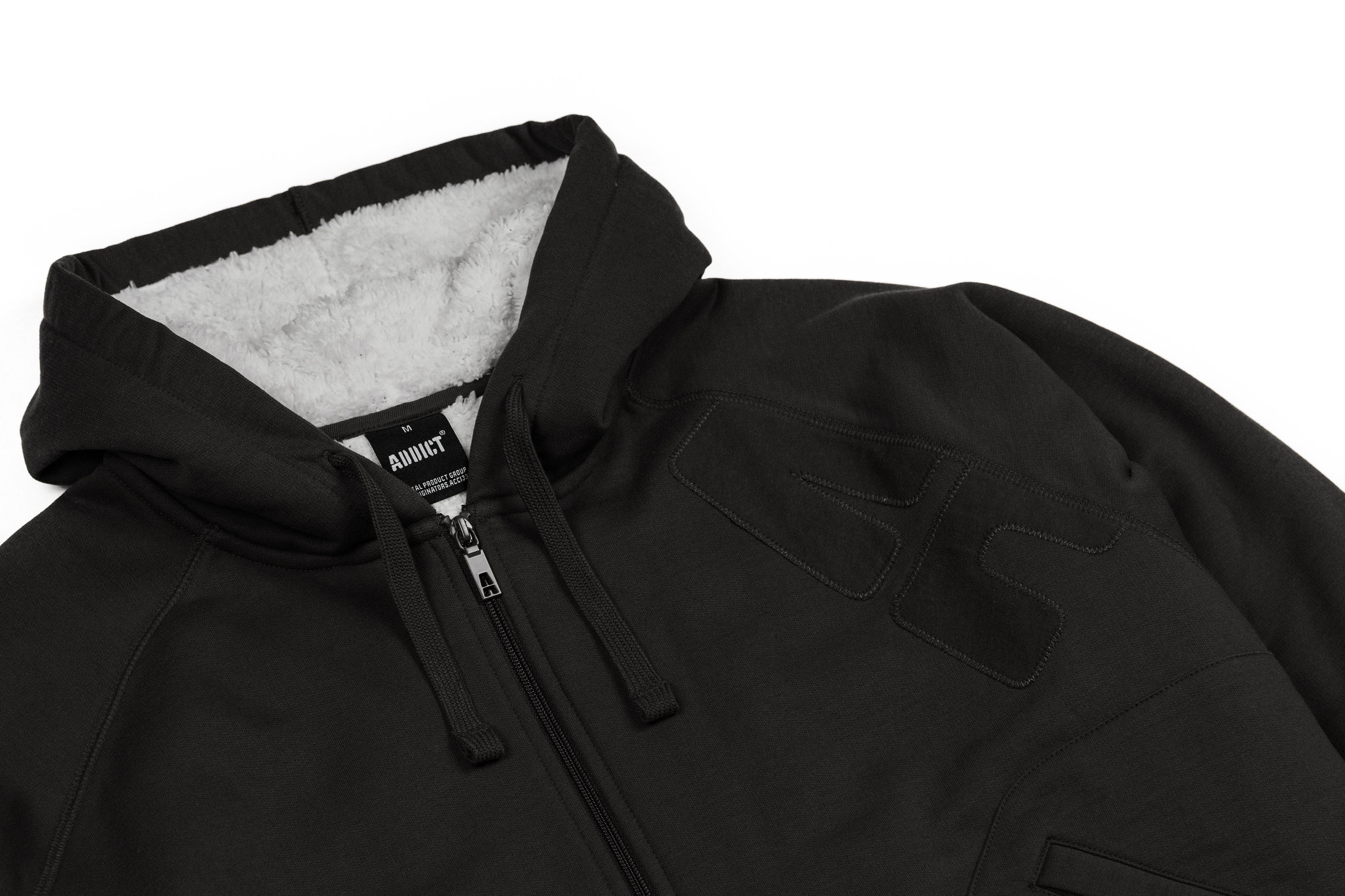 A Stitch Sherpa Lined Hoody - Black