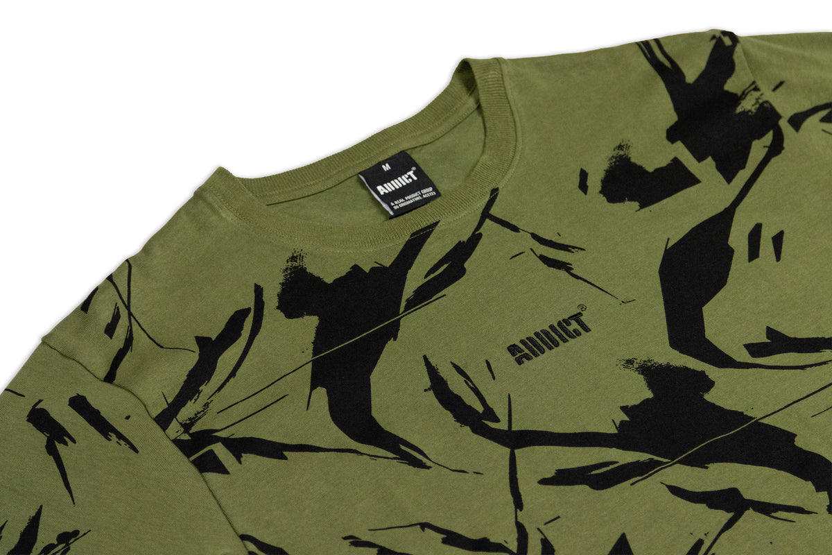 Camo AOP T Shirt - Olive/Black
