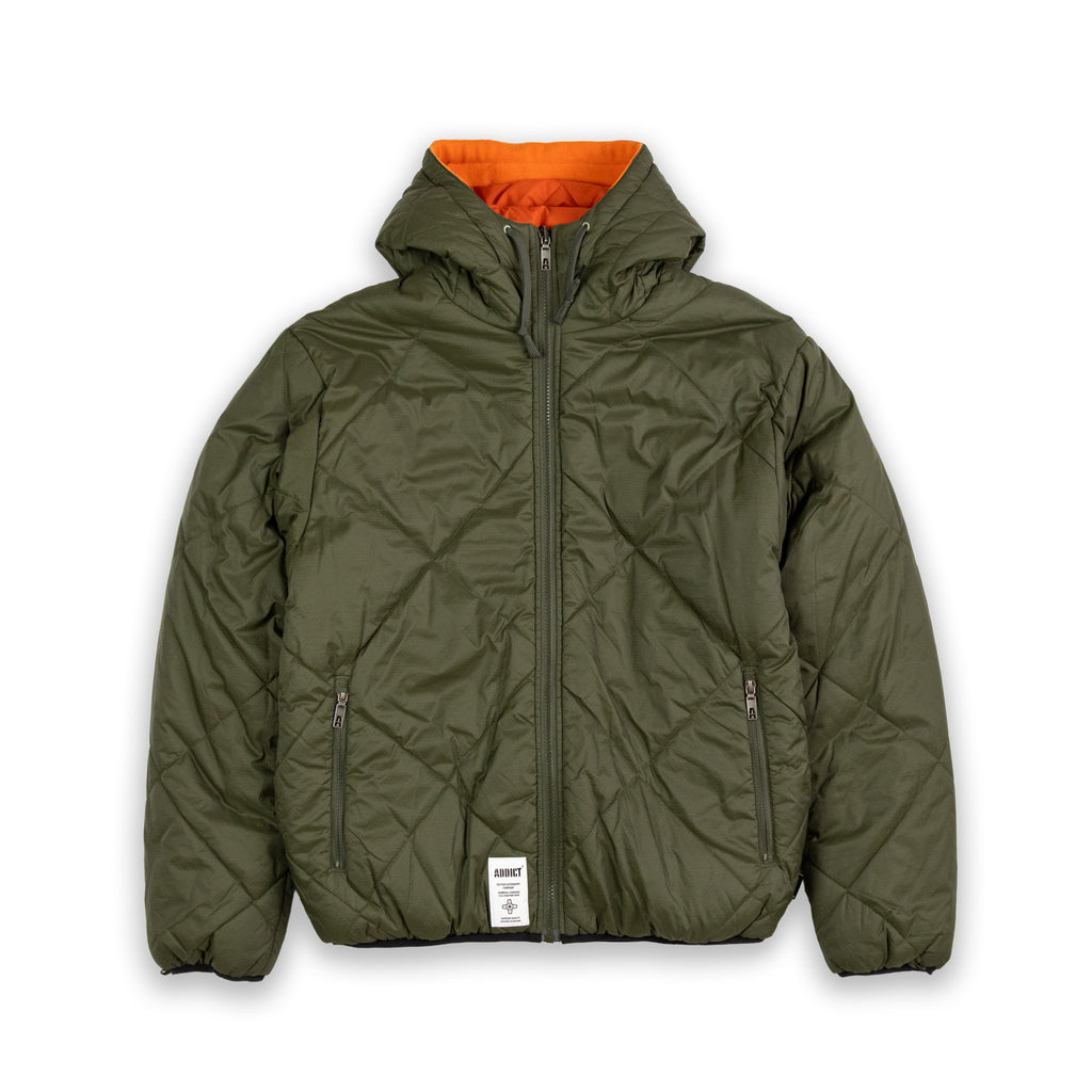 Down State Reversible Quilted Jacket - Olive/Orange